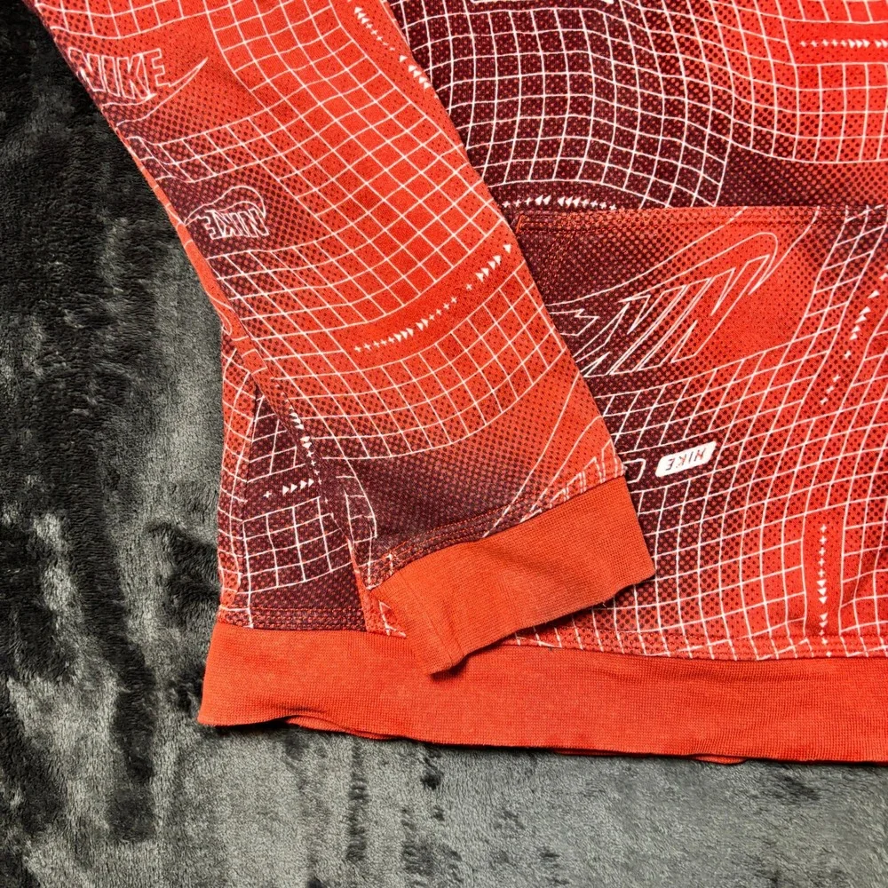 Nike Kids XL Orange Grid Warp All Over Print‎ Pullover Hoodie Swoosh Logo